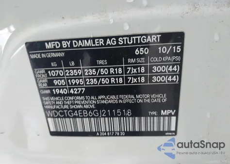 2016 Mercedes-Benz Gla 250 z USA, uszkodzony, nr VIN WDCTG4EB6GJ211518